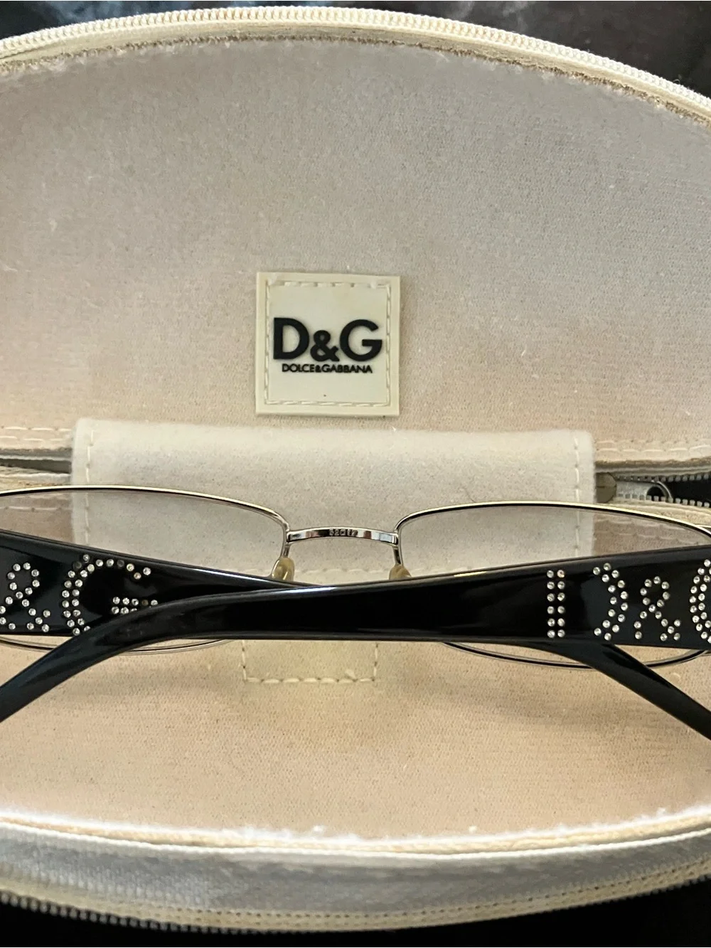 Dolce & Gabbana Silver Frame Black Temples Rectangular Glasses